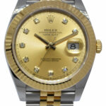 Rolex Datejust 41 18k Yellow Gold/Steel Champagne Diamond Watch B/P '21 126333