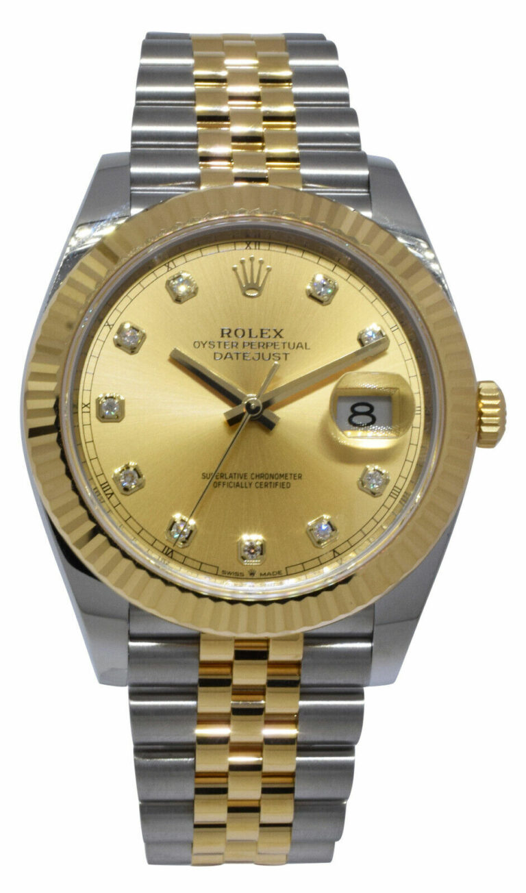 Rolex Datejust 41 18k Yellow Gold/Steel Champagne Diamond Watch B/P '21 126333