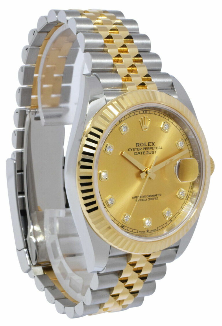 Rolex Datejust 41 18k Yellow Gold/Steel Champagne Diamond Watch B/P '21 126333