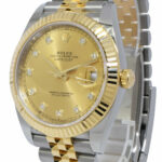 Rolex Datejust 41 18k Yellow Gold/Steel Champagne Diamond Watch B/P '21 126333