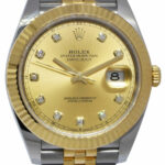 Rolex Datejust 41 18k Yellow Gold/Steel Champagne Diamond Watch B/P '21 126333