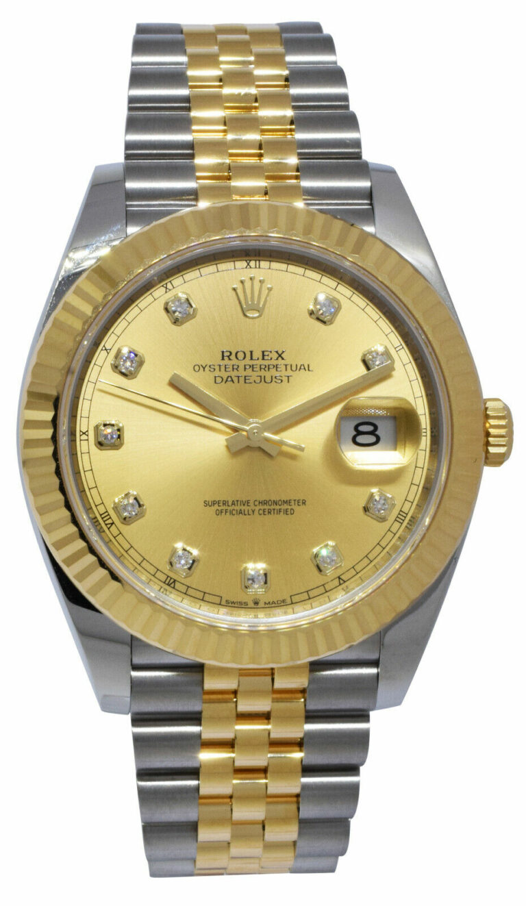 Rolex Datejust 41 18k Yellow Gold/Steel Champagne Diamond Watch B/P '21 126333