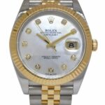 Rolex Datejust 41 18k Yellow Gold/Steel MOP Diamond Dial Jubilee Watch 126333