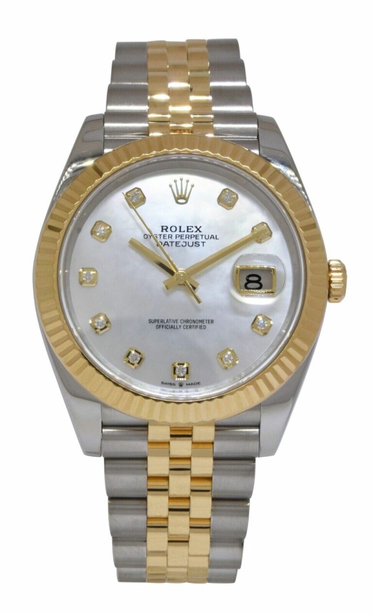 Rolex Datejust 41 18k Yellow Gold/Steel MOP Diamond Dial Jubilee Watch 126333