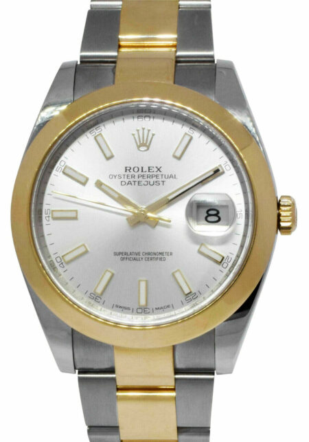 Rolex Datejust 41 18k Yellow Gold/Steel Silver Dial Mens Oyster Watch 126303