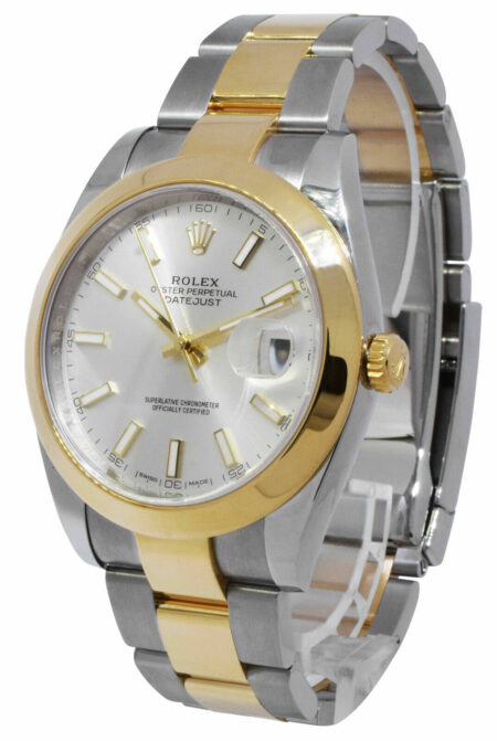 Rolex Datejust 41 18k Yellow Gold/Steel Silver Dial Mens Oyster Watch 126303