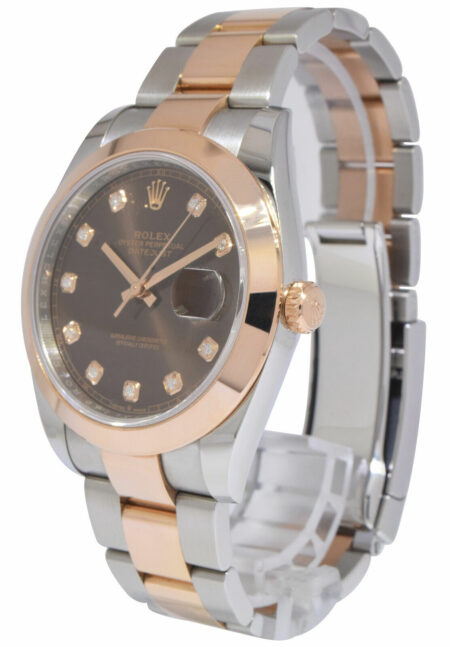 Rolex Datejust 41 Dial 18k Rose Gold/Steel Chocolate Diamond Watch BP '23 126301