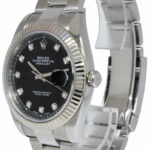 Rolex Datejust 41 Steel 
18k Gold Bezel Black Diamond Dial Watch B/P '17 126334