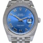 Rolex Datejust 41 Steel 
18k WG Roman Blue Dial Watch B/P '22 126334