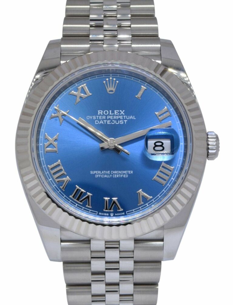 Rolex Datejust 41 Steel 
18k WG Roman Blue Dial Watch B/P '22 126334