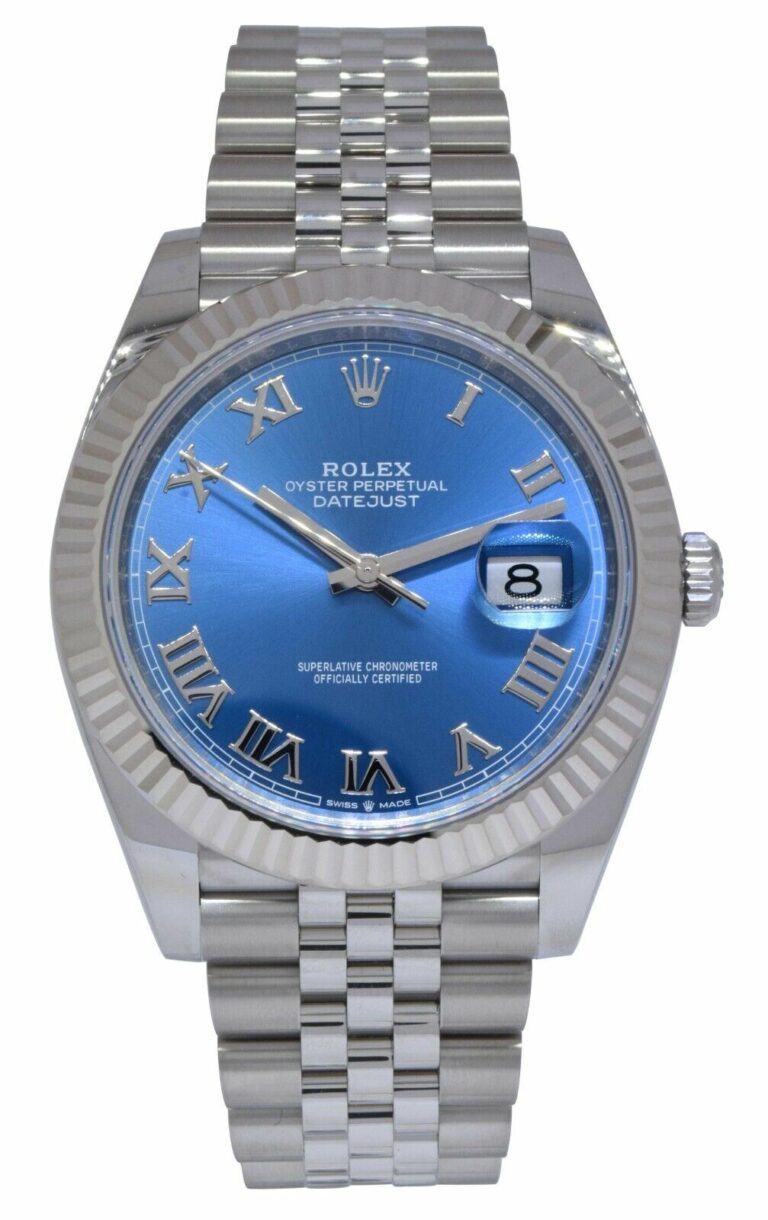 Rolex Datejust 41 Steel 
18k WG Roman Blue Dial Watch B/P '22 126334