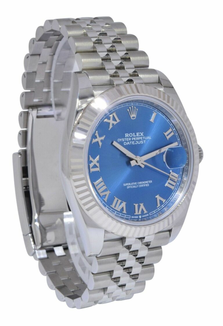 Rolex Datejust 41 Steel 
18k WG Roman Blue Dial Watch B/P '22 126334