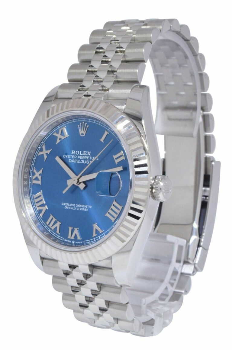 Rolex Datejust 41 Steel 
18k WG Roman Blue Dial Watch B/P '22 126334