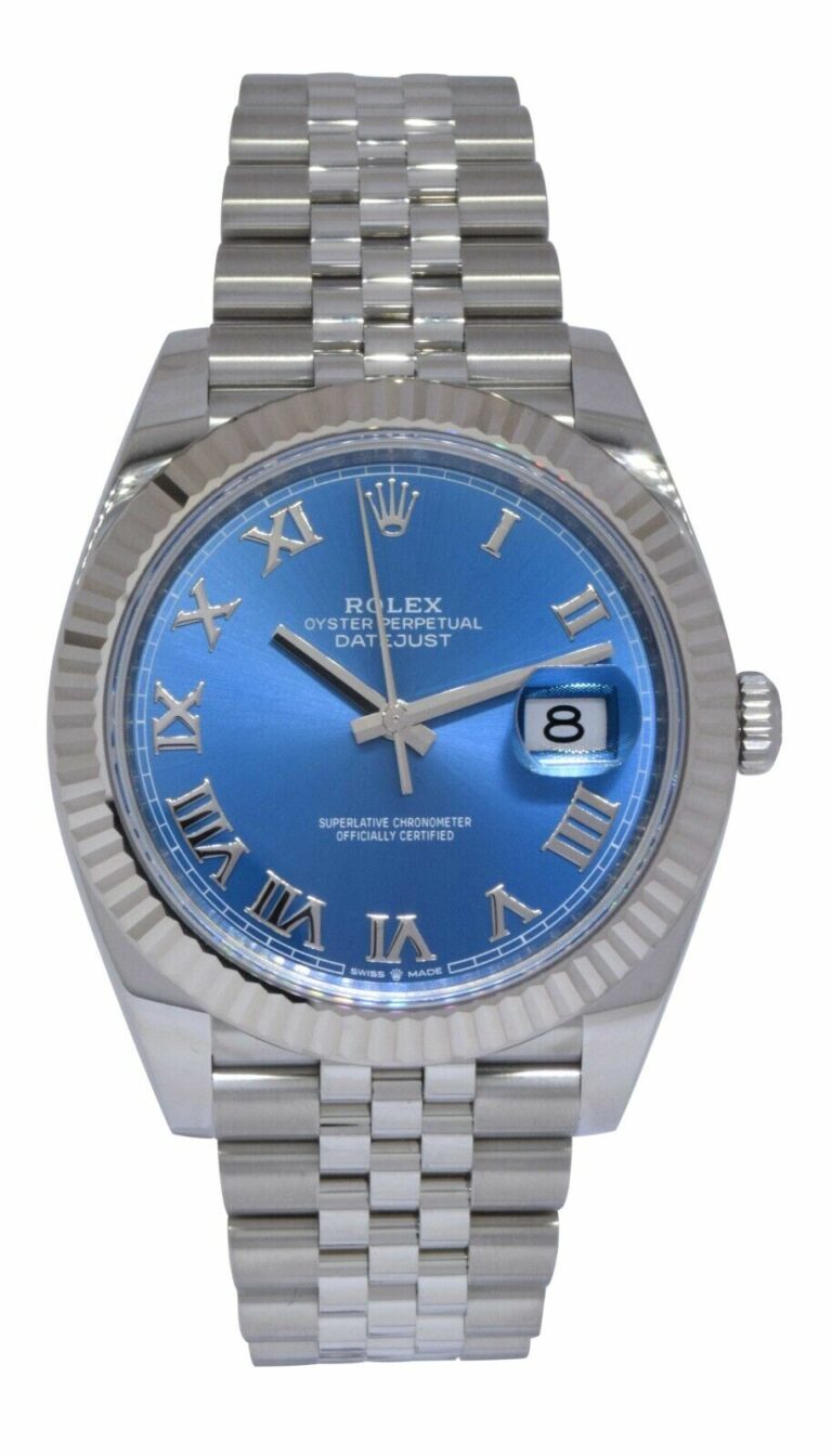 Rolex Datejust 41 Steel 
18k WG Roman Blue Dial Watch B/P '22 126334