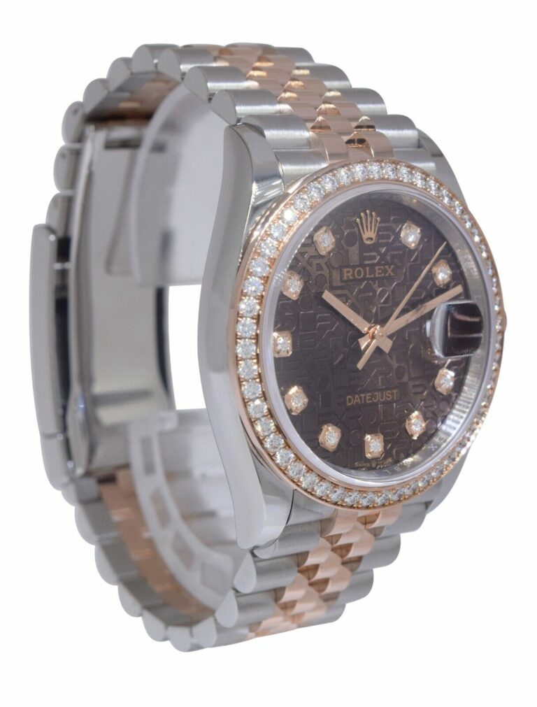 Rolex Datejust 36 18k Rose Gold/Steel Jubilee Chocolate Diamond Watch 126281