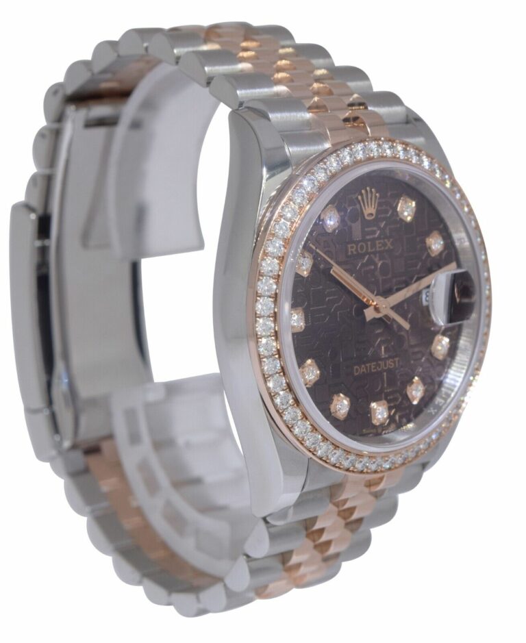 Rolex Datejust 36 18k Rose Gold/Steel Jubilee Chocolate Diamond Watch 126281