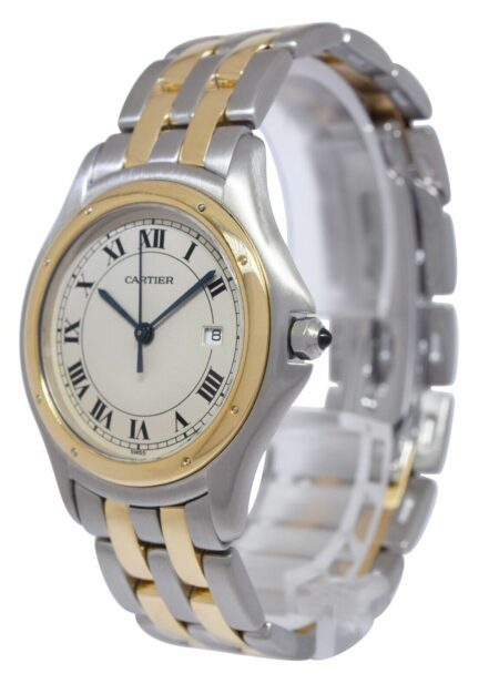 Cartier Cougar Panthere 18k Yellow Gold & Steel Ladies 33mm Quartz Watch 118000R