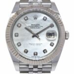 Rolex Datejust 41 Steel 
18k Gold Bezel MOP Diamond Dial Watch B/P '20 126334