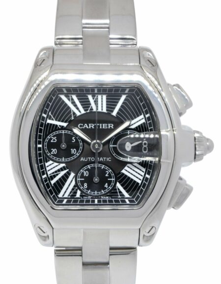 Cartier Roadster XL Chronograph Steel Black Dial Mens Automatic Watch 2618