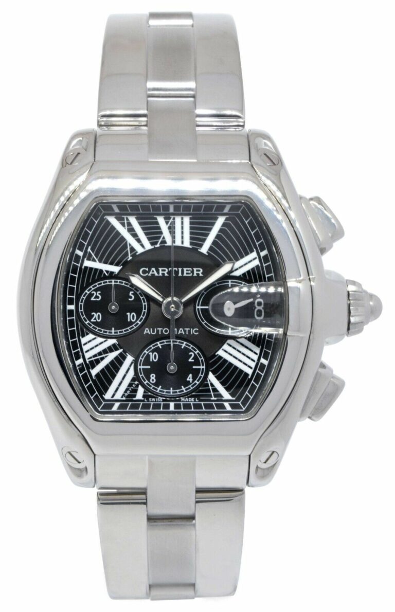 Cartier Roadster XL Chronograph Steel Black Dial Mens Automatic Watch 2618