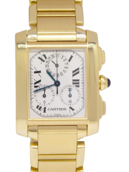 Cartier Tank Francaise Chronoflex Chronograph 18k Yellow Gold Quartz Watch 1830