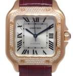 Cartier Santos Medium 18k Rose Gold Diamond Ladies Automatic Watch WJSA0012 4074