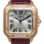 Cartier Santos Medium 18k Rose Gold Diamond Ladies Automatic Watch WJSA0012 4074