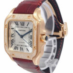 Cartier Santos Medium 18k Rose Gold Diamond Ladies Automatic Watch WJSA0012 4074