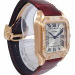 Cartier Santos Medium 18k Rose Gold Diamond Ladies Automatic Watch WJSA0012 4074