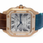 Cartier Santos Medium 18k Rose Gold Diamond Ladies Automatic Watch WJSA0012 4074