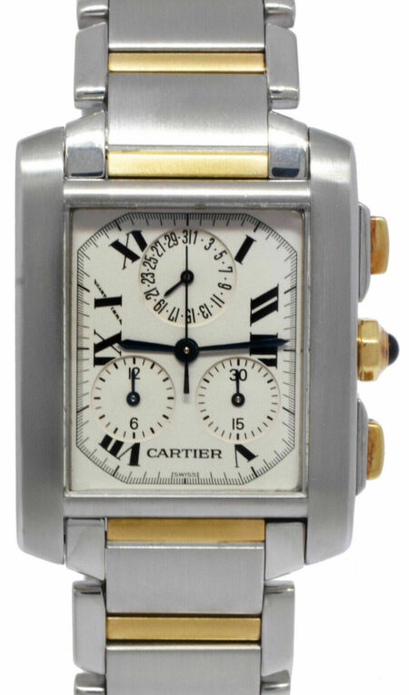 Cartier Tank Francaise Chronoflex 18k Yellow Gold/Steel Mens Quartz Watch 2303