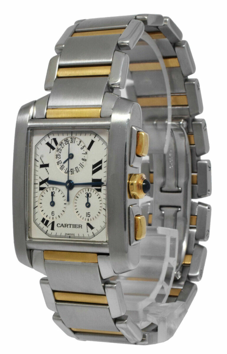 Cartier Tank Francaise Chronoflex 18k Yellow Gold/Steel Mens Quartz Watch 2303