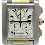 Cartier Tank Francaise Chronoflex 18k Yellow Gold/Steel Mens Quartz Watch 2303