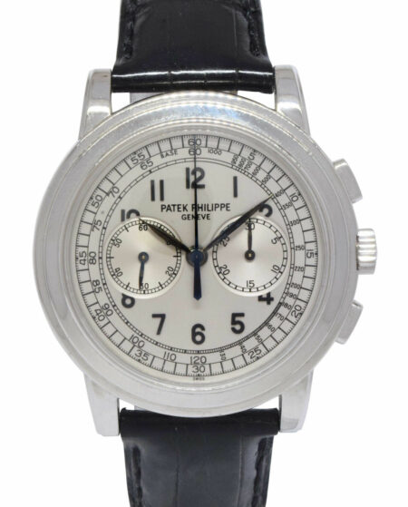 Patek Philippe Chronograph 5070 18k White Gold Mens 42mm Watch +Archives 5070G