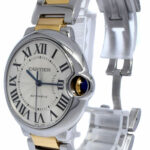 Cartier Ballon Bleu 36mm 18k Yellow Gold/ SS Silver Dial Ladies Automatic 3284