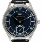 IWC Vintage Portuguese 5445 Steel Black Dial Mens 44mm Manual Watch IW544501