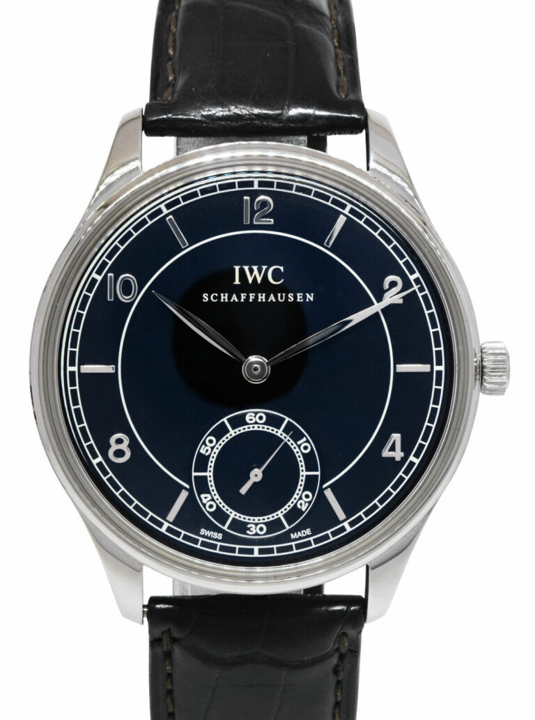 IWC Vintage Portuguese 5445 Steel Black Dial Mens 44mm Manual Watch IW544501