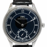 IWC Vintage Portuguese 5445 Steel Black Dial Mens 44mm Manual Watch IW544501