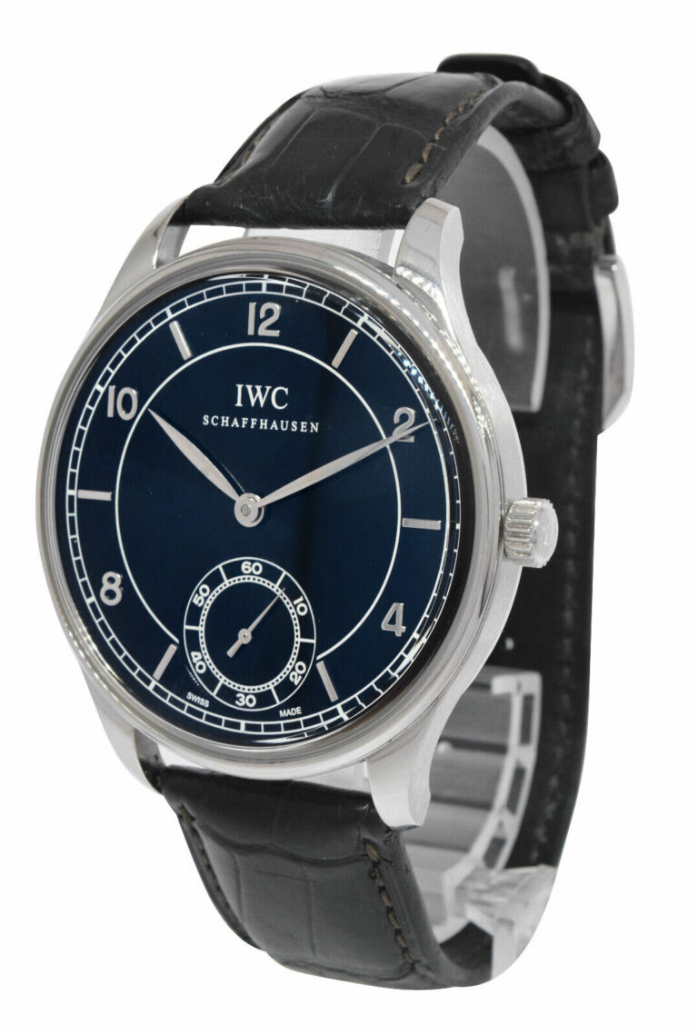 IWC Vintage Portuguese 5445 Steel Black Dial Mens 44mm Manual Watch IW544501