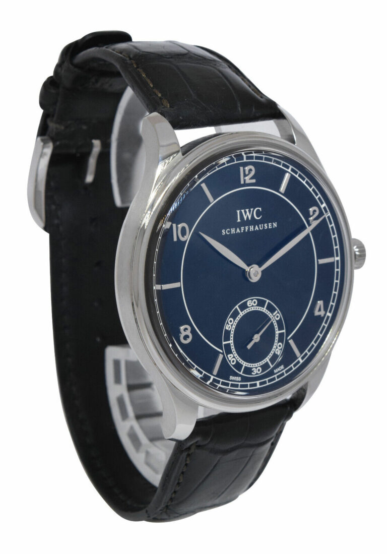 IWC Vintage Portuguese 5445 Steel Black Dial Mens 44mm Manual Watch IW544501