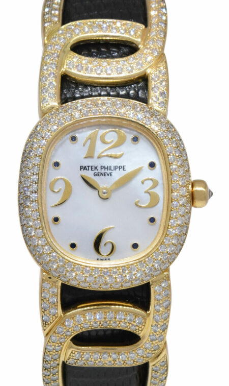 Patek Philippe Golden Ellipse 18k Yellow Gold MOP Diamond Ladies Watch 4832