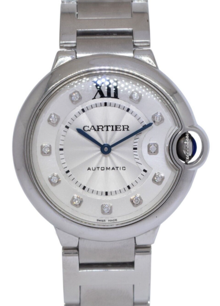 Cartier Ballon Bleu 36mm Steel Diamond Dial Ladies Automatic Watch WE902075 3284