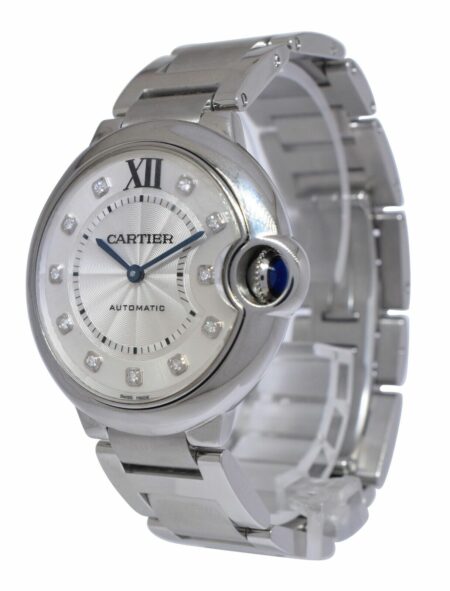 Cartier Ballon Bleu 36mm Steel Diamond Dial Ladies Automatic Watch WE902075 3284