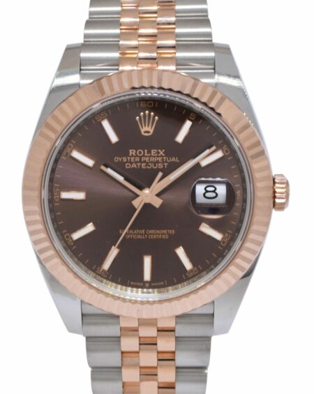 NEW Rolex Datejust 41 Chocolate Dial 18k Rose Gold Steel Watch B/P '22 126331