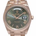 NOS Rolex Day-Date 40 18k Everose Gold Olive Green Mens Watch B/P '24 228235