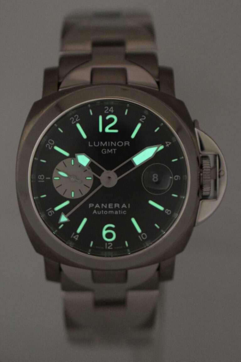 Panerai Luminor GMT PAM 161 Titanium/Steel Black Dial Mens 44mm Watch PAM00161