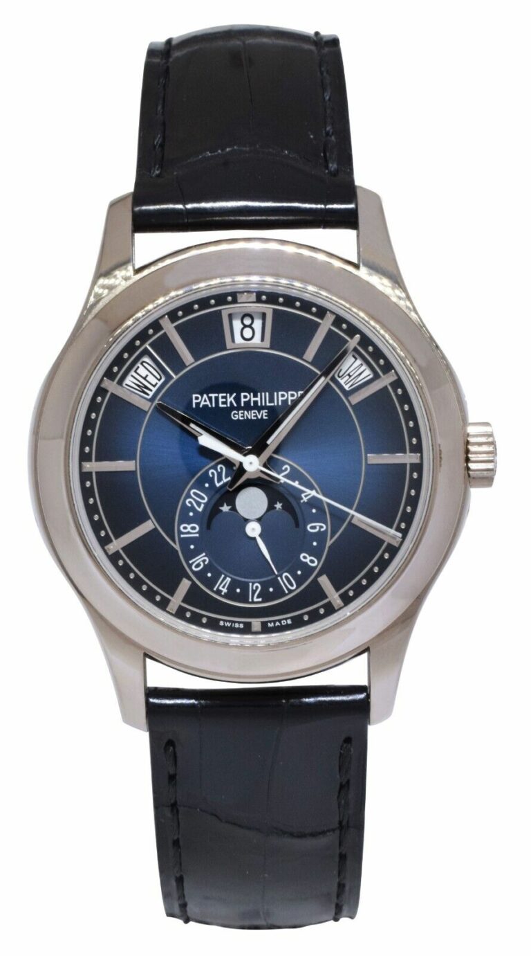 Patek Philippe Annual Calendar 5205 18k White Gold Blue Dial Watch B/P '22 5205G