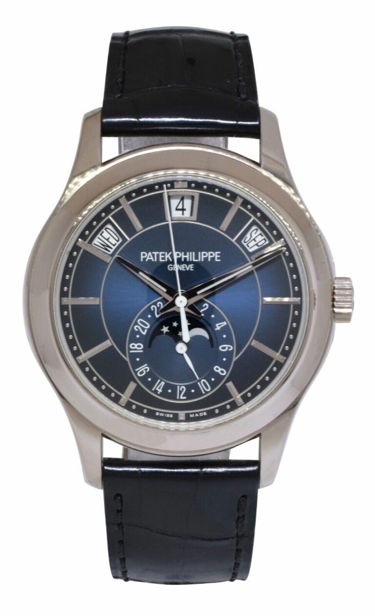 Patek Philippe Annual Calendar 5205 18k White Gold Blue Dial Watch B/P '22 5205G