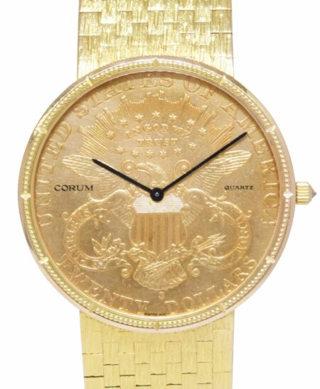 CORUM $20 US Coin Double Eagle 22k Yellow Gold Mens 34.5mm Quartz Watch 1893