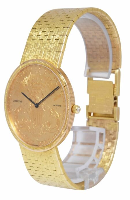 CORUM $20 US Coin Double Eagle 22k Yellow Gold Mens 34.5mm Quartz Watch 1893